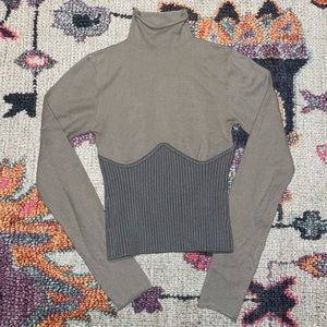Zara Long Sleeve Knit Turtleneck with Ribbed Bodice